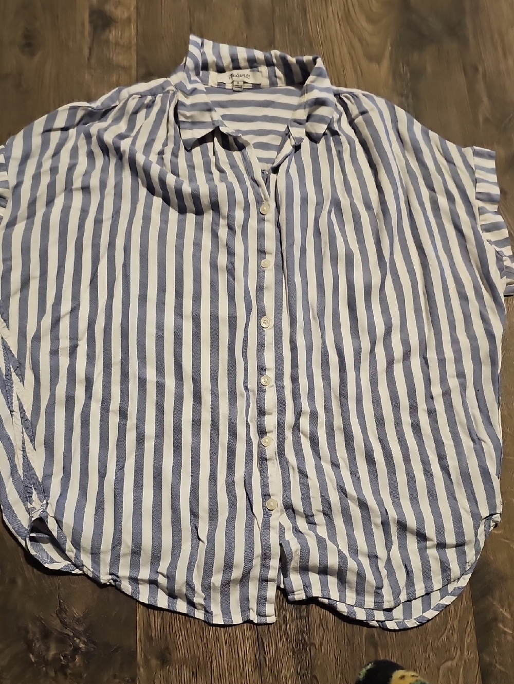 Madewell Light Blue White Striped Button-Down Shirt Small Short Sleeve Women
